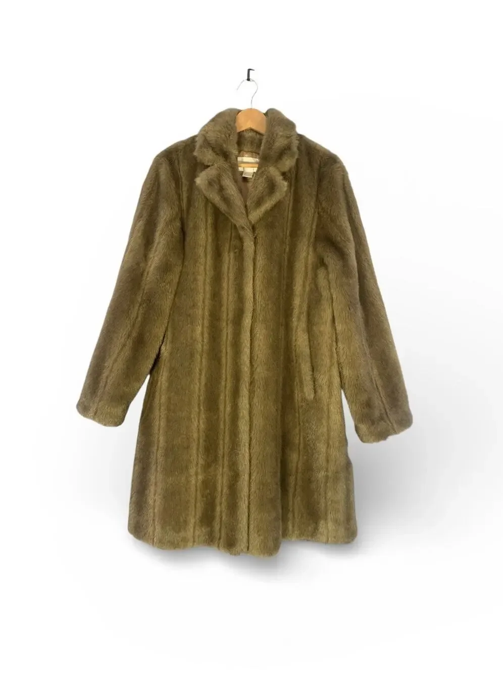 Vintage Worthington Brown Faux Fur Coat Size L Hits Just below Knee Fully Lined